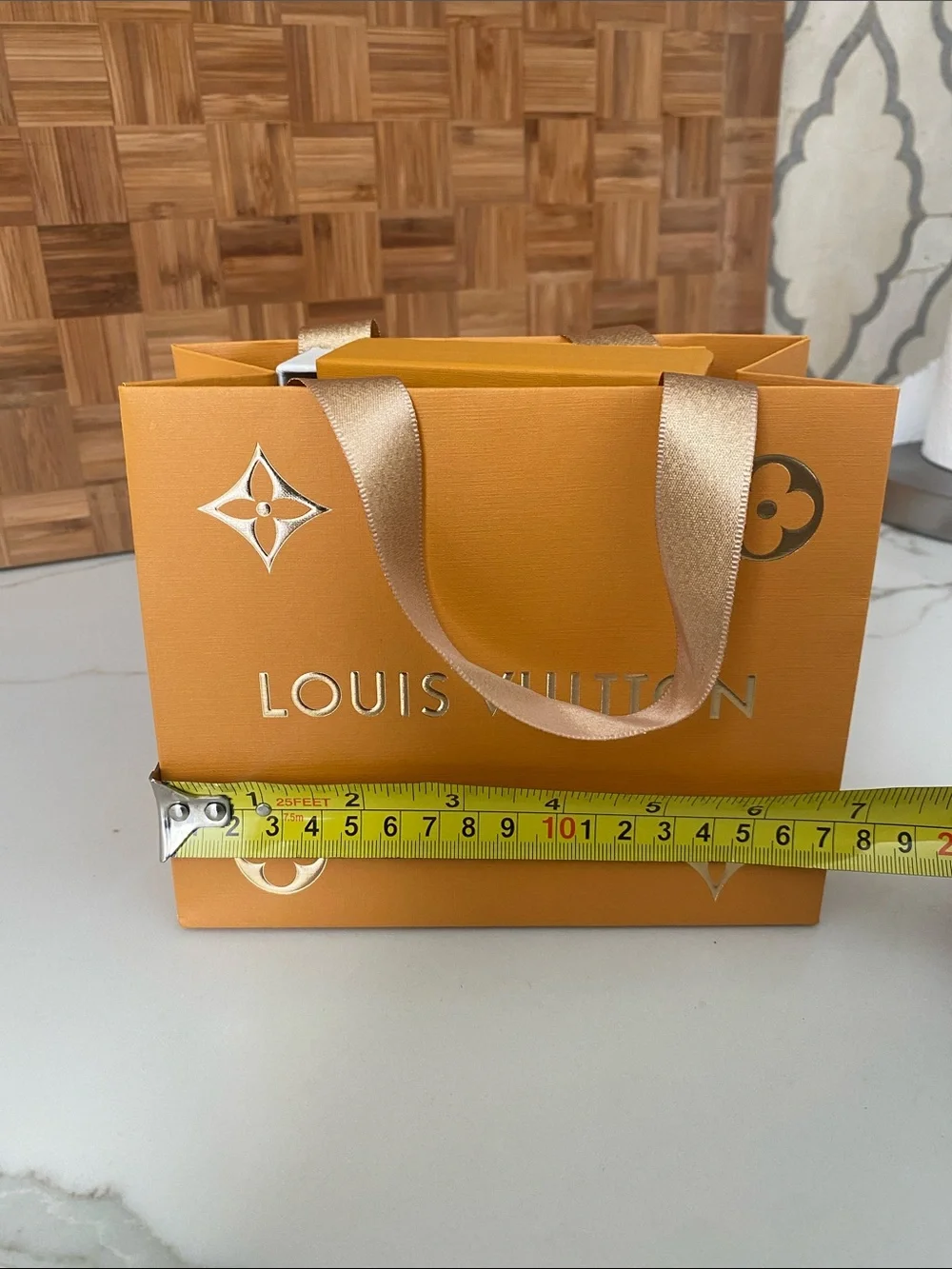 Louis Vuitton Orange Box Set with Cream Drawstring Pouch
